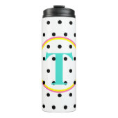 Monogram Blue Pink Black Dots Thermosbecher (Vorderseite)
