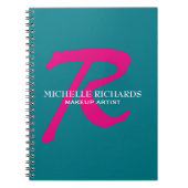 Monogram Blue & Pink Makeup Artist Notizblock (Vorderseite)