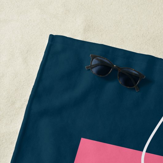 Monogram Blue Pink Personalisiert Strandtuch (Beispiel)