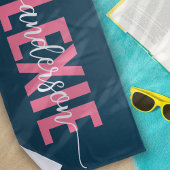 Monogram Blue Pink Personalisiert Strandtuch