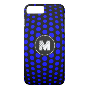 Monogram Blue Polka Dots Muster Case-Mate iPhone Hülle