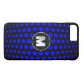 Monogram Blue Polka Dots Muster Case-Mate iPhone Hülle (Rückseite (Horizontal))