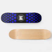 Monogram Blue Polka Dots Muster Skateboard (Horizontal)