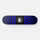Monogram Blue Polka Dots Muster Skateboard (Horizontal)