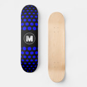 Monogram Blue Polka Dots Muster Skateboard (Vorderseite)