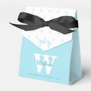 Monogram Blue Polka Dots Stripes Favor Box Geschenkschachtel