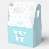 Monogram Blue Polka Dots Stripes Gable Favor Box Geschenkschachtel (Geöffnet)