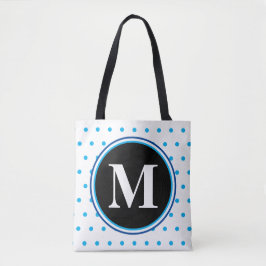 Monogram Blue Polka Dots Tasche