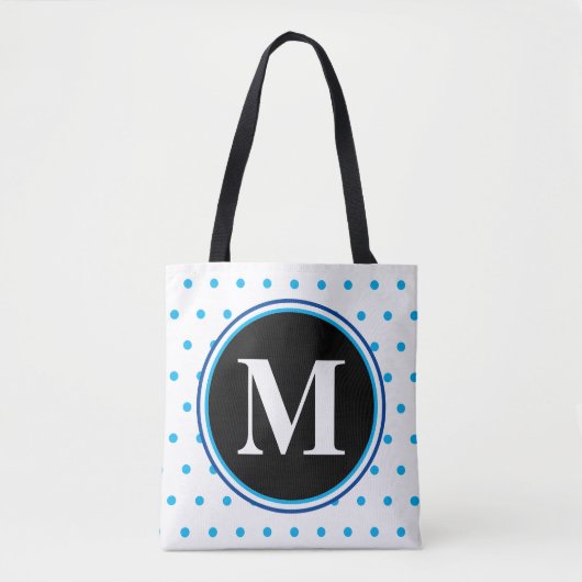 Monogram Blue Polka Dots Tasche (Vorderseite)