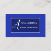 Monogram Blue PR Marketing Template Business Card Visitenkarte (Vorderseite)