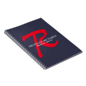 Monogram Blue & Red Makeup Artist Notizblock (Rechte Seite)