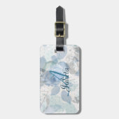 Monogram Blue Rose grunge Gepäckanhänger (Vorderseite vertikal)