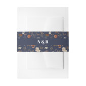 Monogram Blue Rust Floral Wedding Einladungsbanderole (Vorderseite Beispiel)