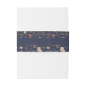 Monogram Blue Rust Floral Wedding Einladungsbanderole (Rückseitenbeispiel)