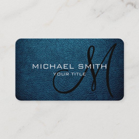Monogram Blue Sapphire Leather Look Visitenkarte (Vorderseite)