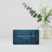 Monogram Blue Sapphire Leather Look Visitenkarte (Stehend Vorderseite)
