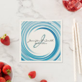 Monogram Blue Sapphire Swirl Abstrakt Art Serviette (Beispiel)