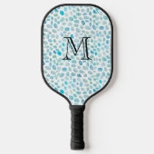 Monogram Blue Sea Glass Texture Abstrakt Painting Pickleball Schläger (Vorderseite)