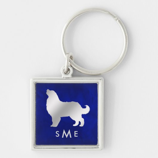 Monogram Blue Silver Bernese Mountain Dog Schlüsselanhänger (Vorne)