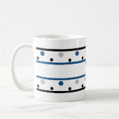 Monogram Blue Silver Black Polka Dots Zweifarbige Tasse (Links)