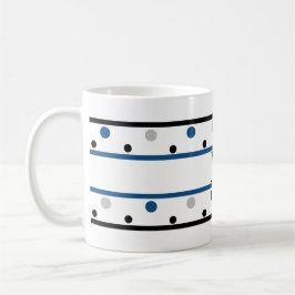Monogram Blue Silver Black Polka Dots Zweifarbige Tasse
