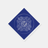 Monogram Blue & Silver Filigree Motif Napkins Serviette (Ecke)
