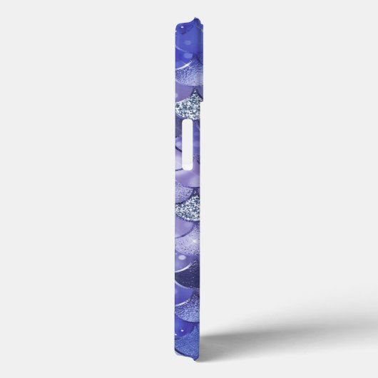 Monogram Blue Silver Glitzer Mermaid Scales Case-Mate iPhone Hülle (Rückseite / Rechts)