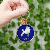Monogram Blue Silver Poodle Schlüsselanhänger (Hand)