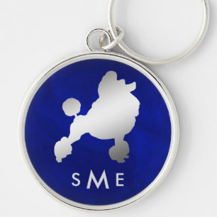 Monogram Blue Silver Poodle Schlüsselanhänger
