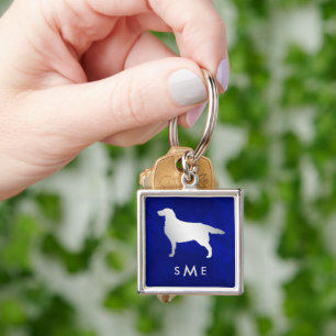 Monogram Blue Silver Set Hund Schlüsselanhänger