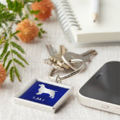 Monogram Blue Silver Spaniel Dog Schlüsselanhänger (Seite)