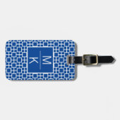 Monogram Blue Squares and Squares Square Splitter Gepäckanhänger (Vorderseite horizontal)