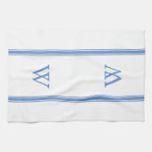 Monogram Blue Strip Personalisiert Kitetücher Geschirrtuch (Horizontal)