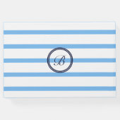 Monogram Blue Stripes Name Beach House Gästebuch (Rückseite)