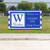 Monogram Blue Stripes Summer Family Wiedersehen Banner (Insitu)