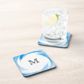 Monogram Blue Swirl Abstrakt Art Getränkeuntersetzer (Rechte Seite)