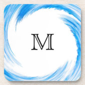 Monogram Blue Swirl Abstrakt Art Getränkeuntersetzer (Vorderseite)