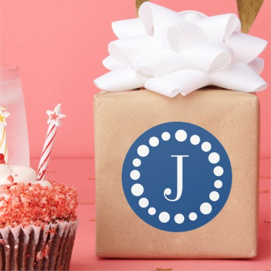 Monogram Blue Template Stickers (Party)