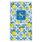 Monogram Blue Tile French Country Lemon Pattern  Kleine Geschenktüte (Rückseite)