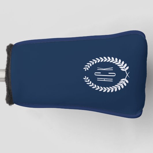 Monogram Blue Tones Laurel Wreath Golf Headcover (Vorderseite)