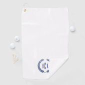 Monogram Blue Tones Laurel Wreath Golfhandtuch (Insitu)
