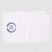 Monogram Blue Tones Laurel Wreath Golfhandtuch (Horizontal)