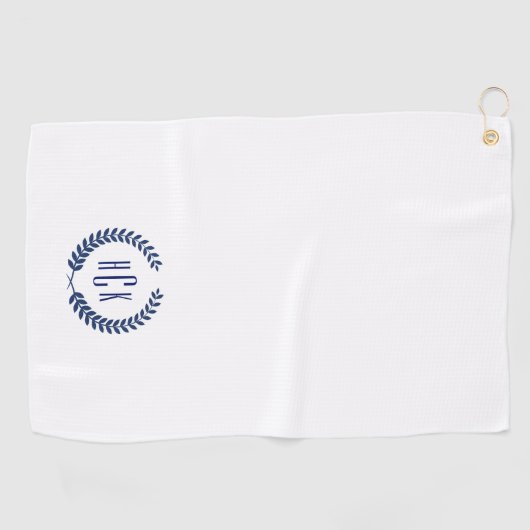Monogram Blue Tones Laurel Wreath Golfhandtuch (Horizontal)