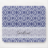 Monogram Blue Tribal Print Ikat Diamond Muster Mousepad (Vorne)
