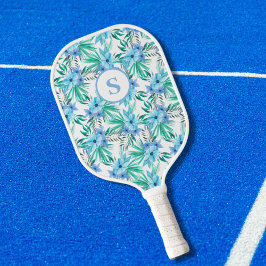 Monogram Blue Tropical Floral Pickleball Schläger