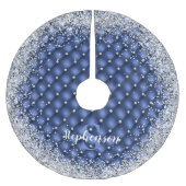 Monogram Blue Tufit Diamond Silver Glitzer Polyester Weihnachtsbaumdecke (Vorderseite)