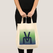 Monogram Blue und Green Gradient Tot Bag Tragetasche (Vorderseite (Produkt))