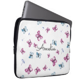 Monogram Blue und Pink Butterfly Laptopschutzhülle (Vorne Rechts)