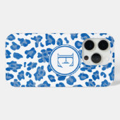 Monogram Blue und White Leopard Print Case-Mate iPhone Hülle (Rückseite (Horizontal))