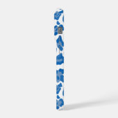 Monogram Blue und White Leopard Print iPhone Hülle (Linke Seite)
